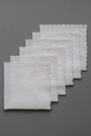 Floret White/White Napkin-Set Of 6