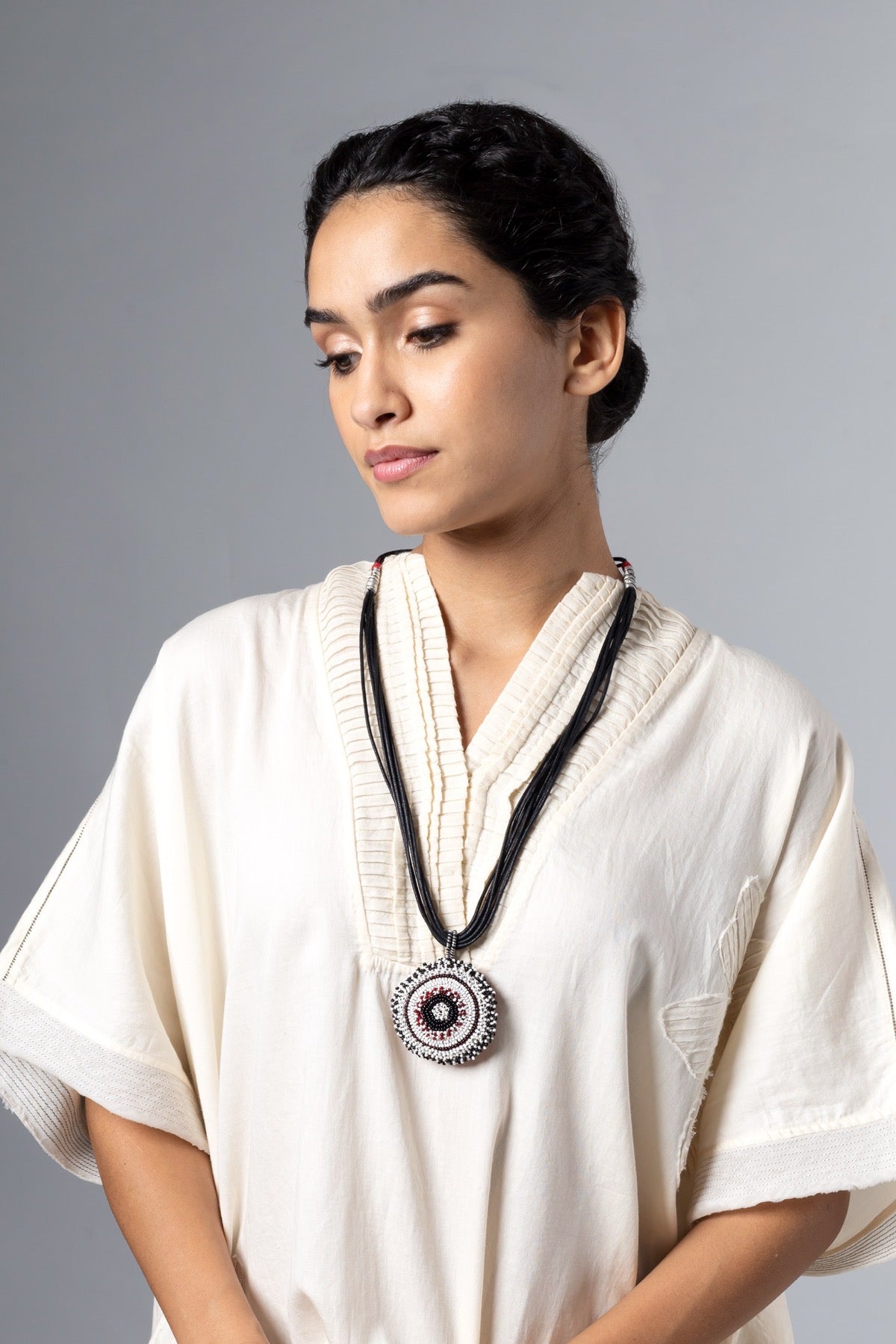 Juana Black/White/Maroon Necklace