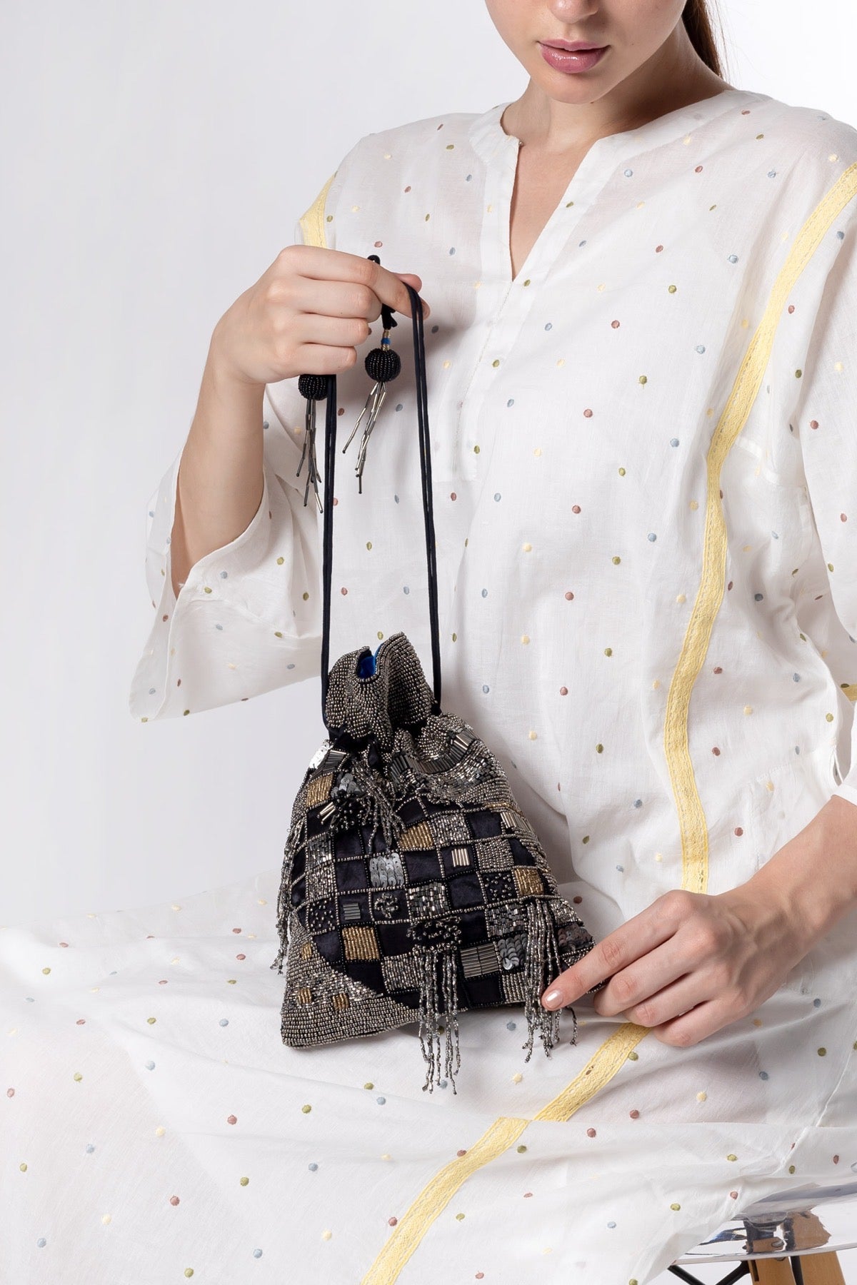 Kiyaan Black Potli Bag