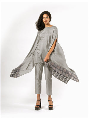 Gaby Grey Silk Cape