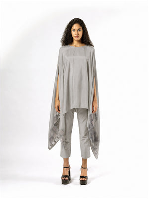 Gaby Grey Silk Cape