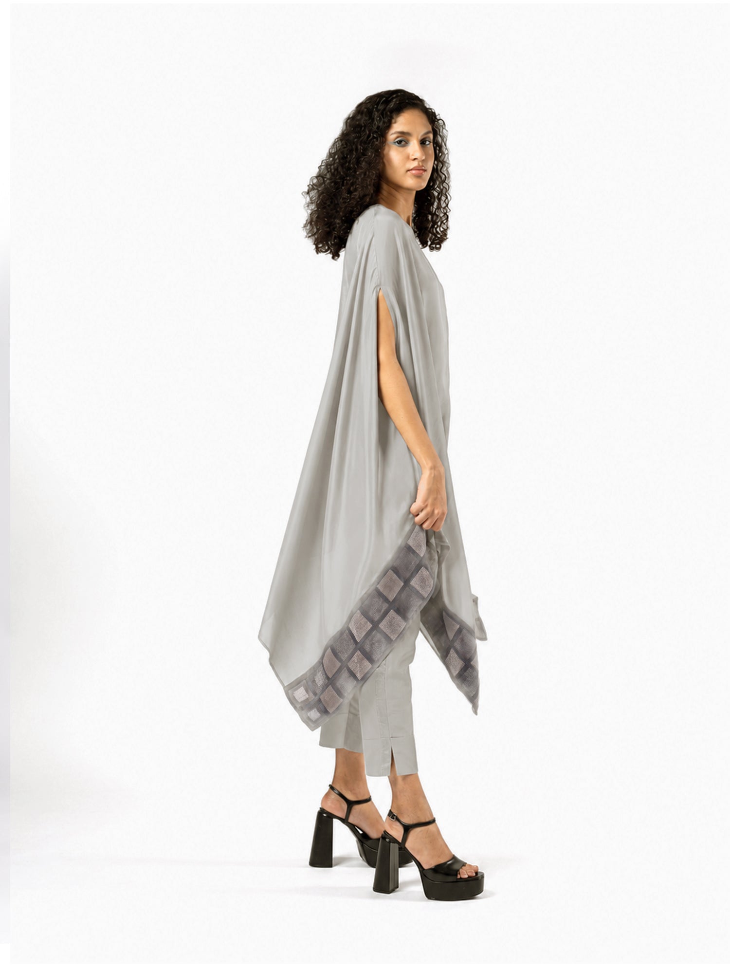 Gaby Grey Silk Cape