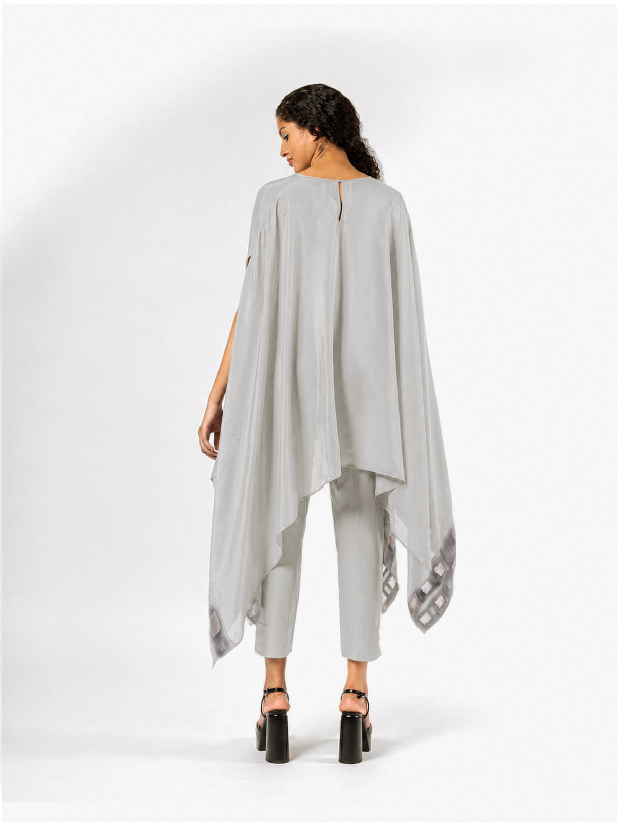 Gaby Grey Silk Cape