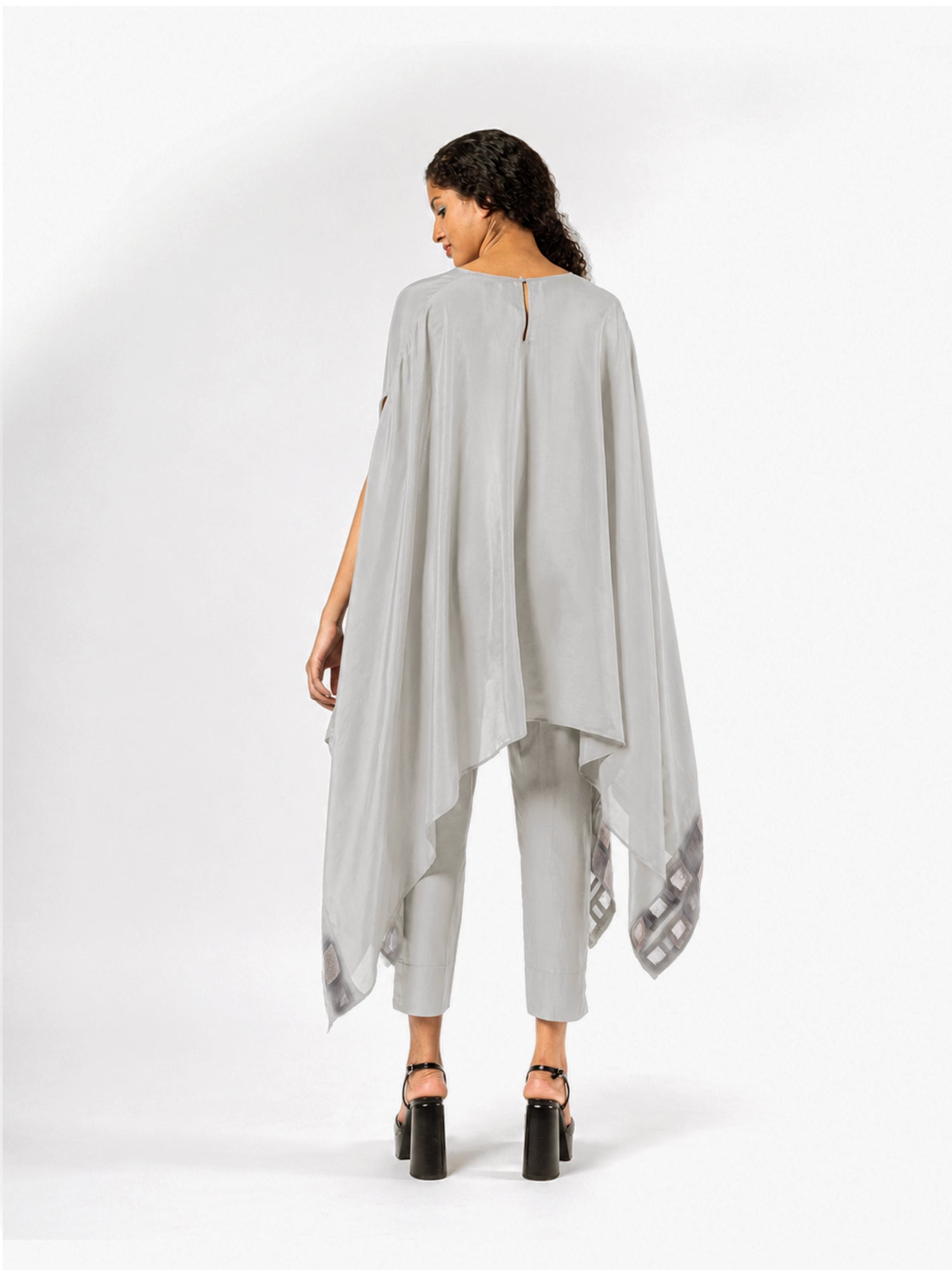 Gaby Grey Silk Cape
