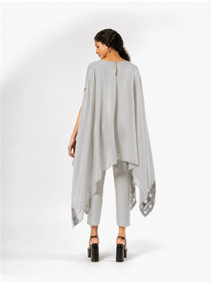 Gaby Grey Silk Cape