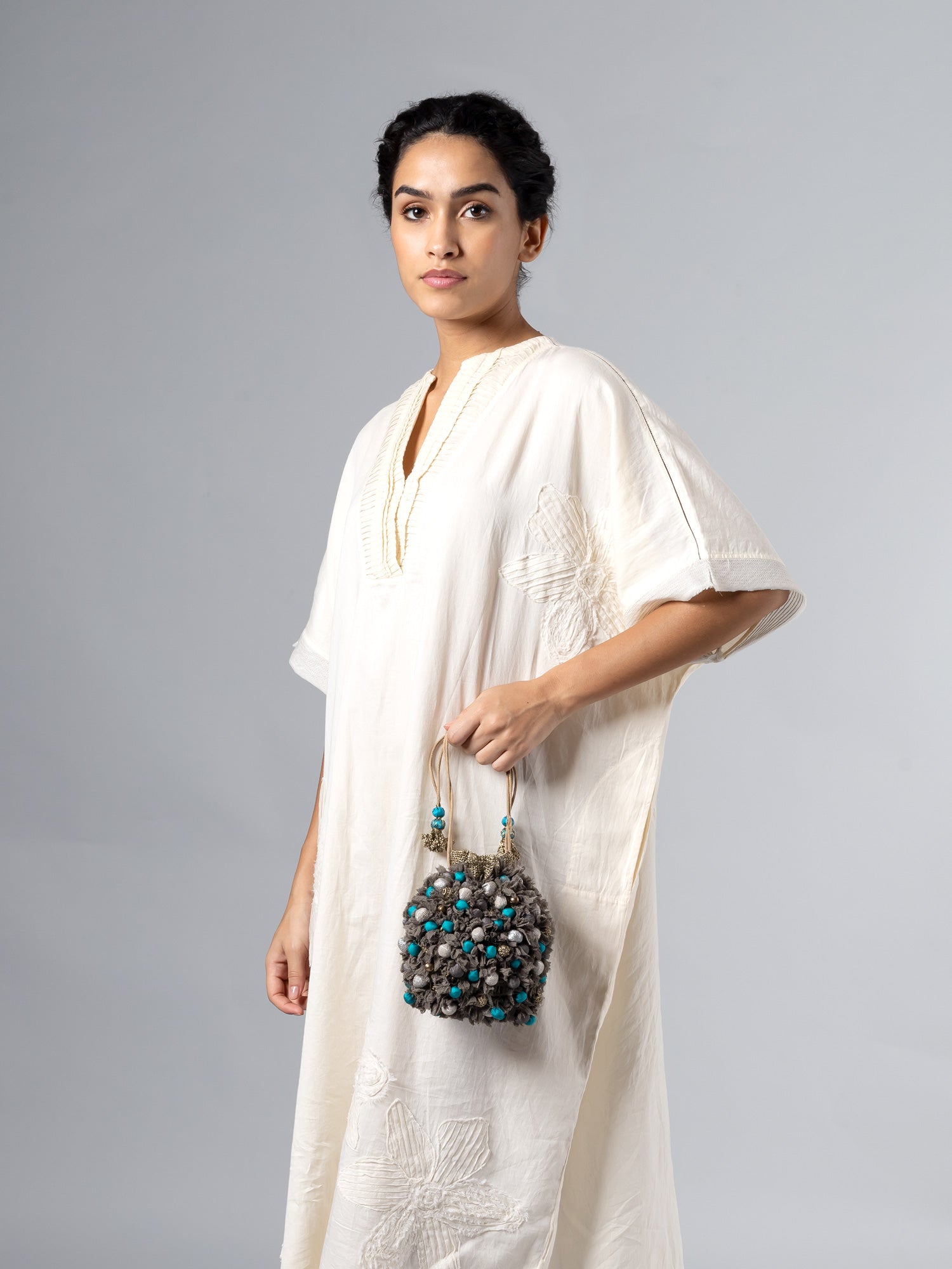 Confet Grey Turq Potli Bag