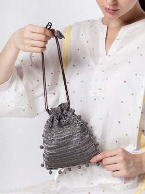 Polki Silver Potli Bag
