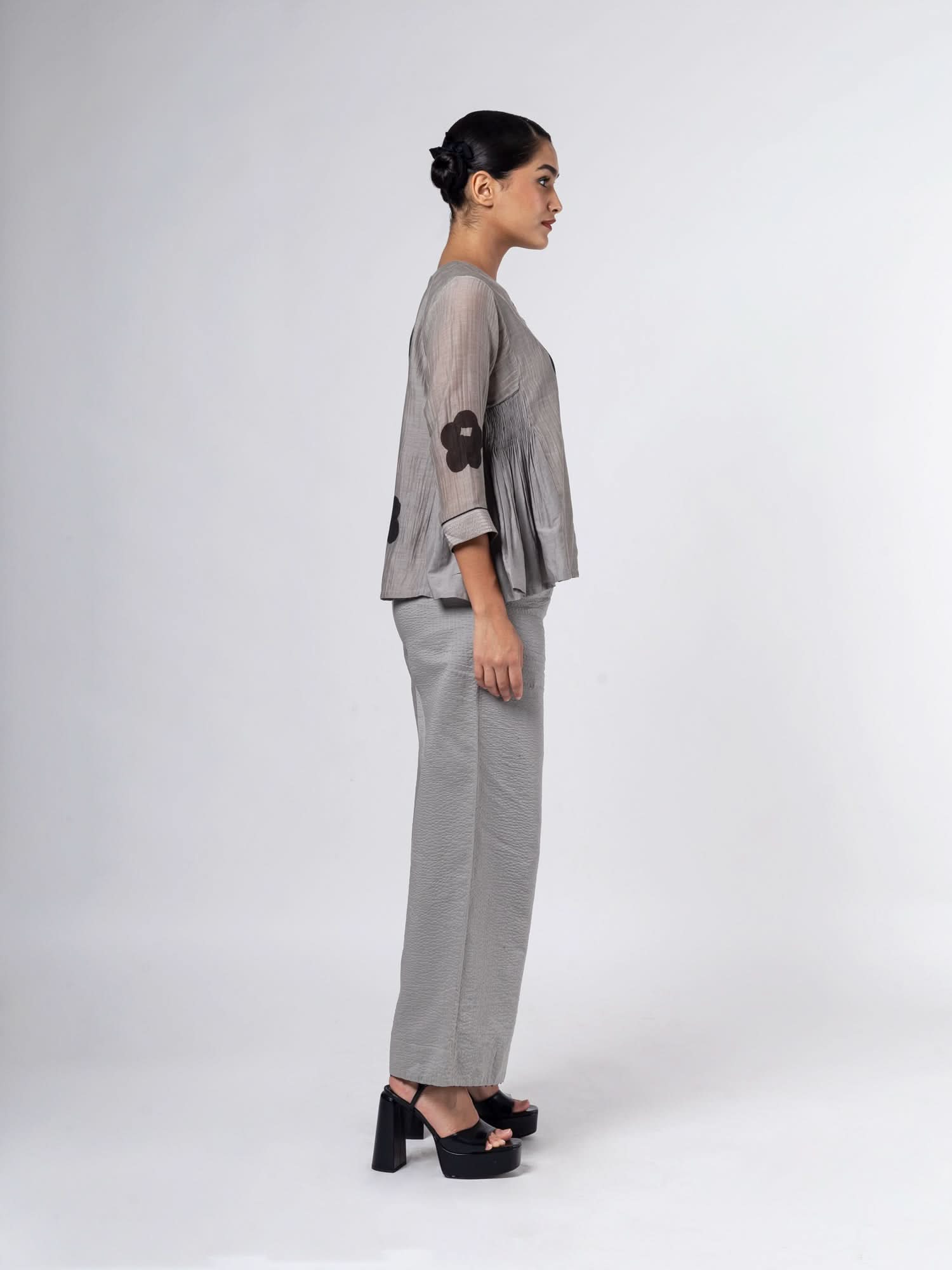 Vashti Grey Black Top