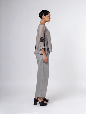 Vashti Grey Black Top