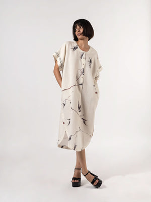 Leila Natural Charcoal Dress