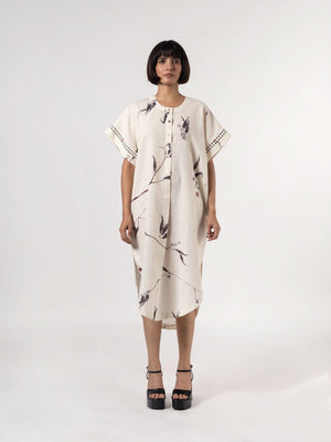 Leila Natural Charcoal Dress