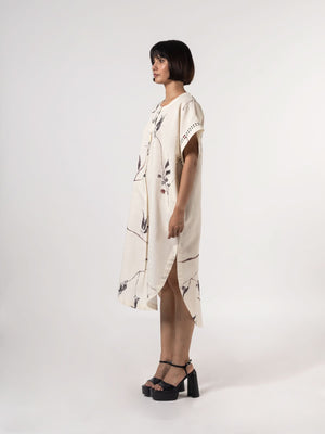 Leila Natural Charcoal Dress