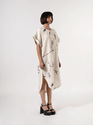 Leila Natural Charcoal Dress