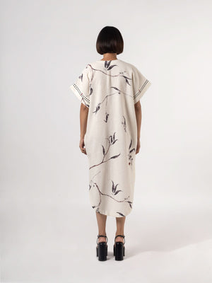 Leila Natural Charcoal Dress