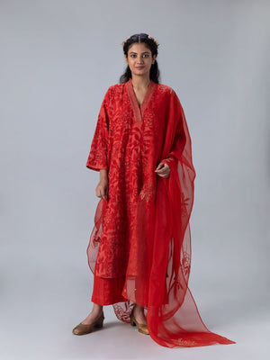 Kusum Red Kaftan