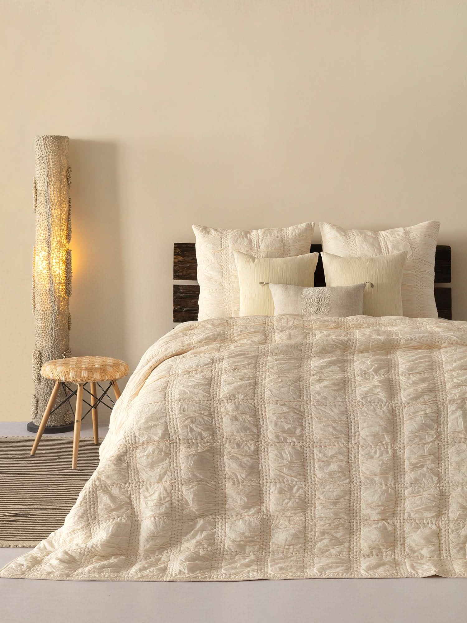 Crimp set of 3 Natural Bedding Set