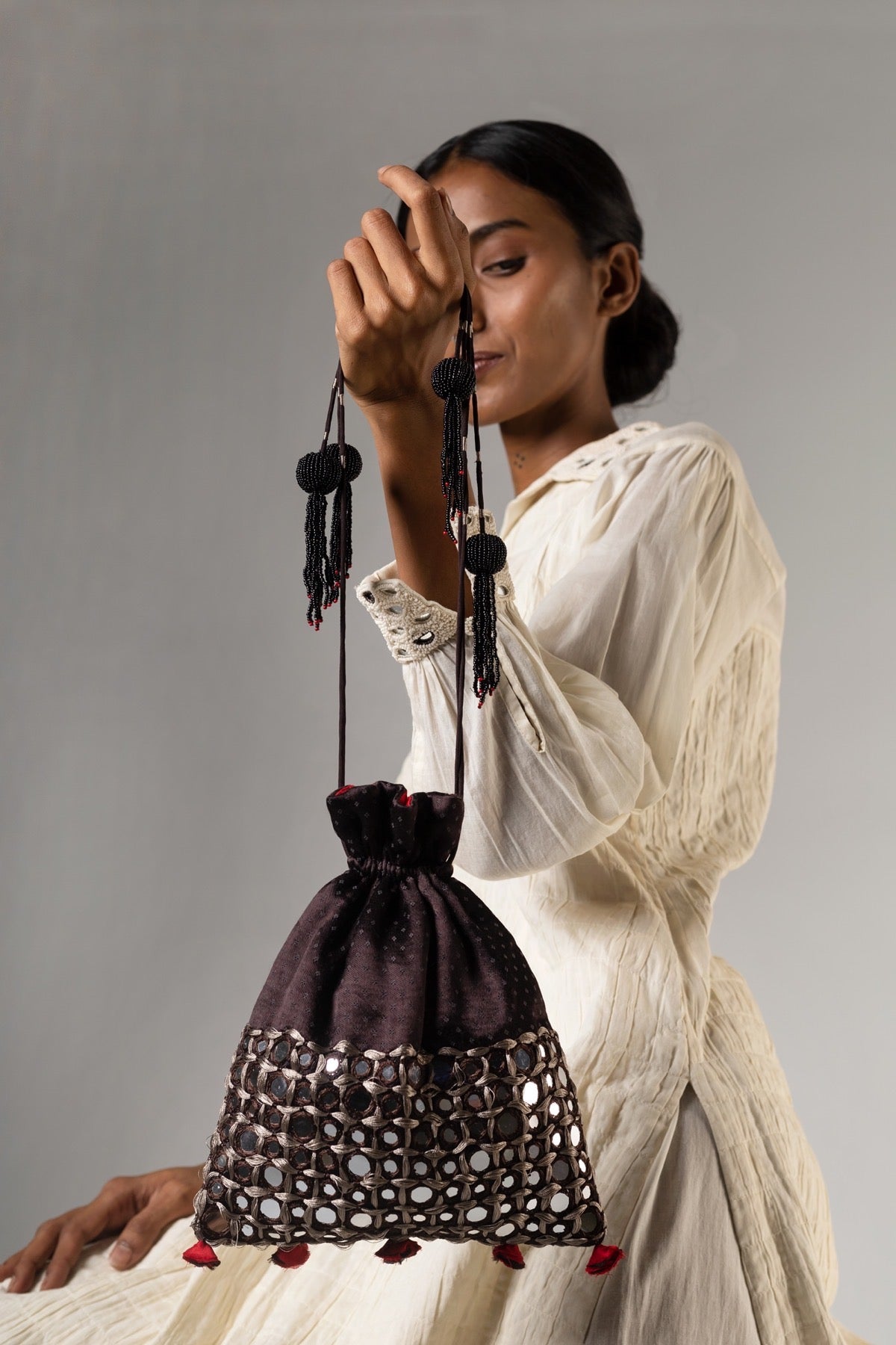Munakis Dark Brown Potli Bag