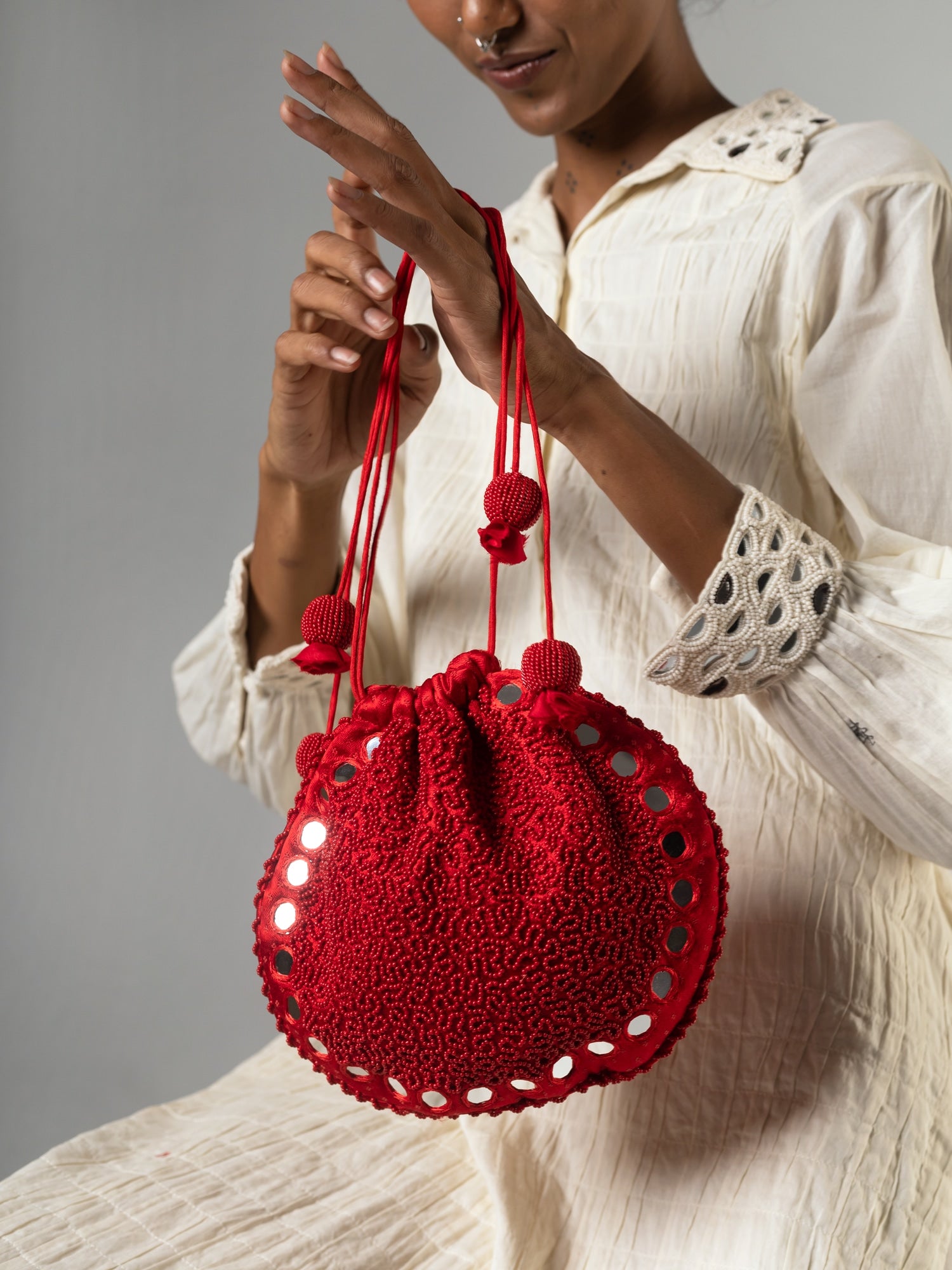 Aaeena Red Potli Bag