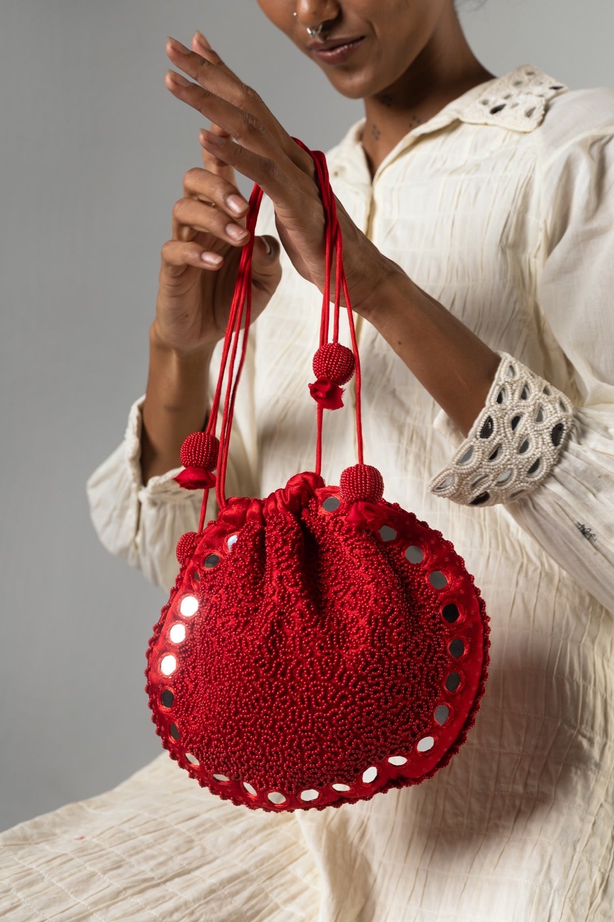 Aaeena Red Potli Bag