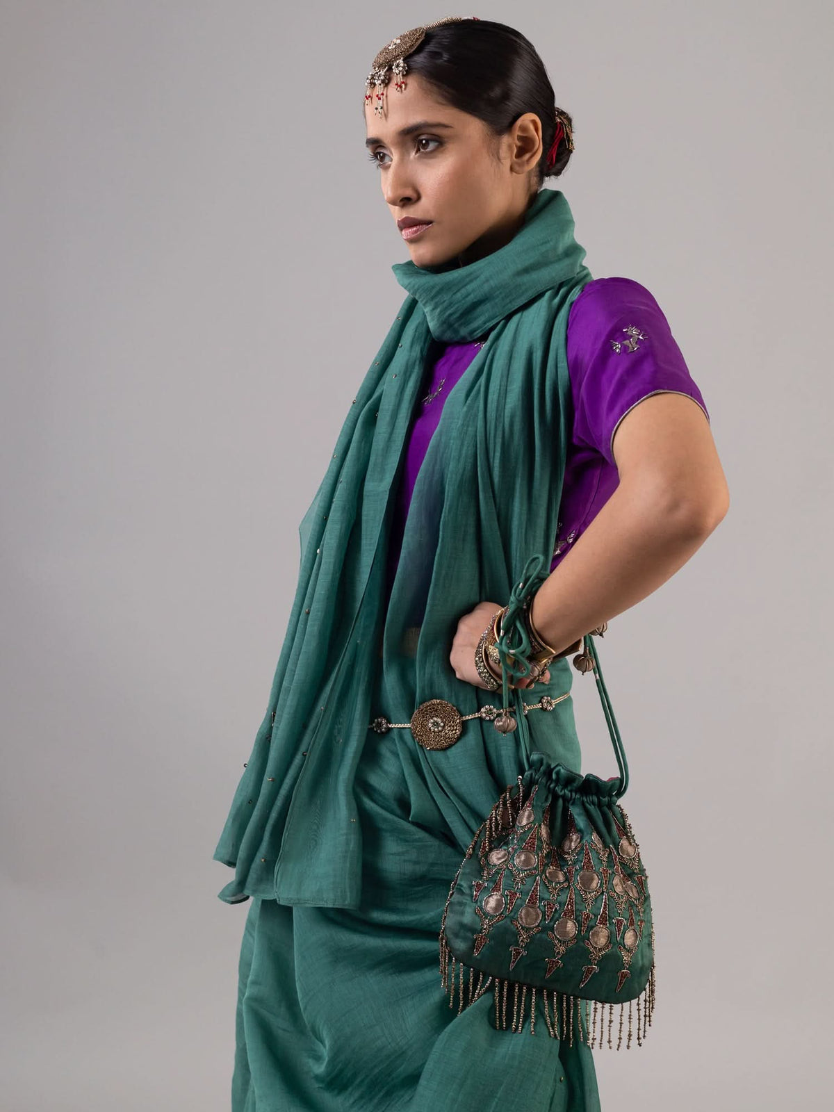 Ruksar Green Potli Bag
