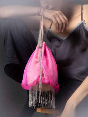 Charvi-Nude Nude/Hot Pink  Potli Bag