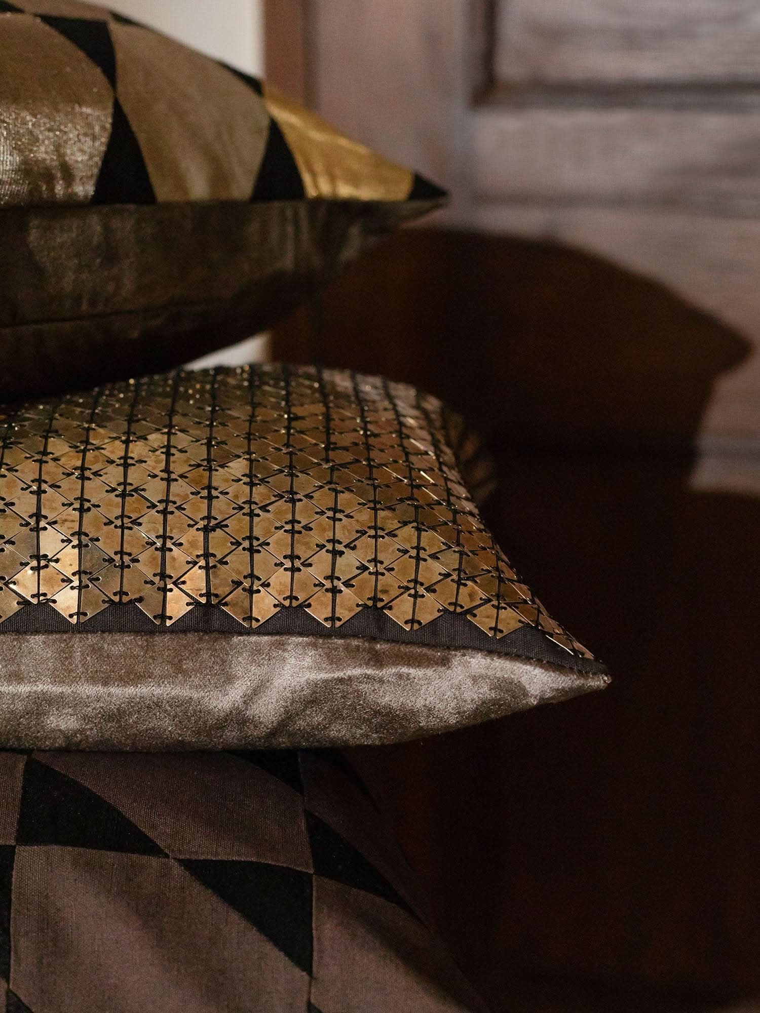 Lucent Charcoal/Gold Cushion Cover