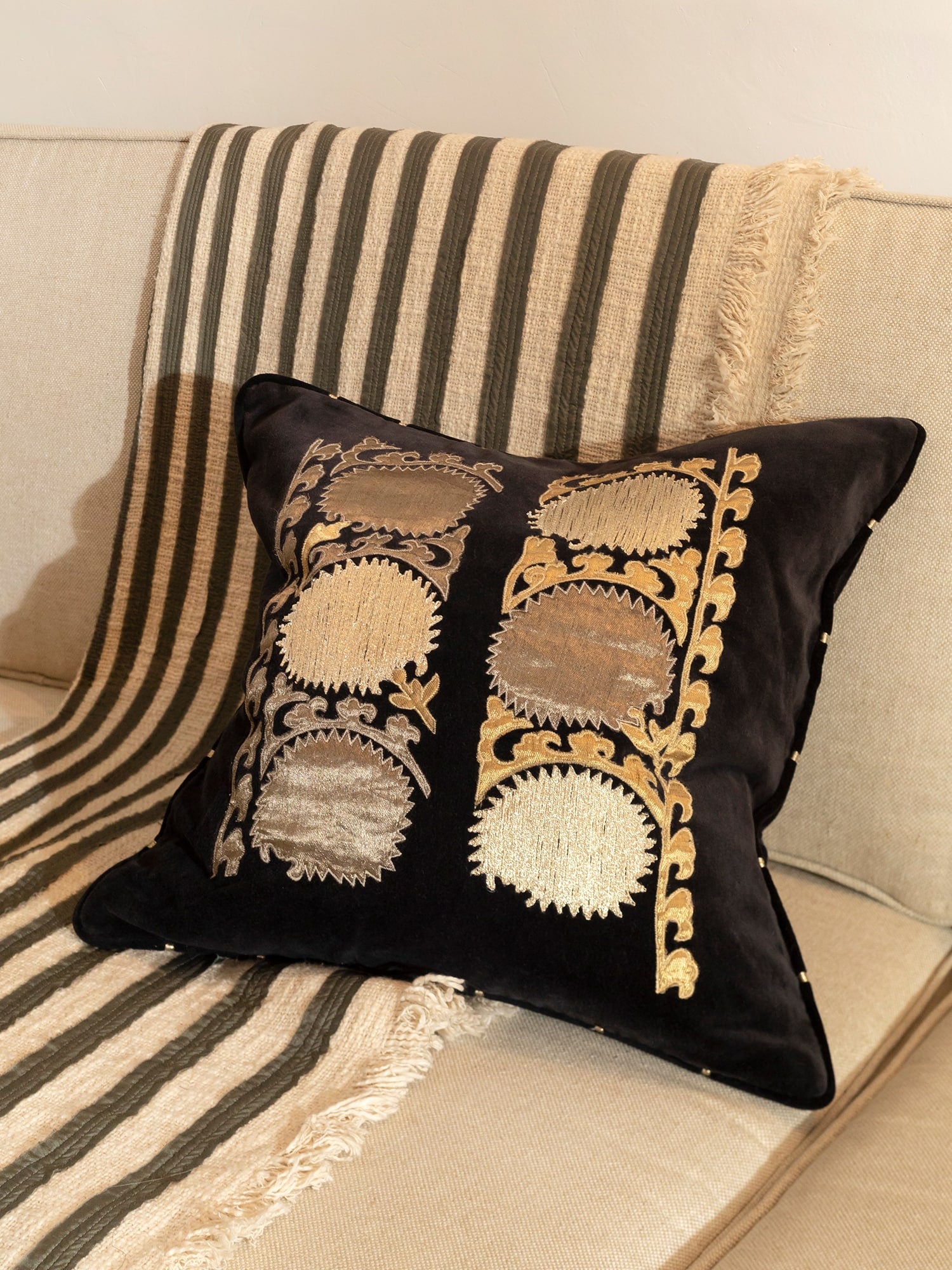 Palak Black Cushion Cover