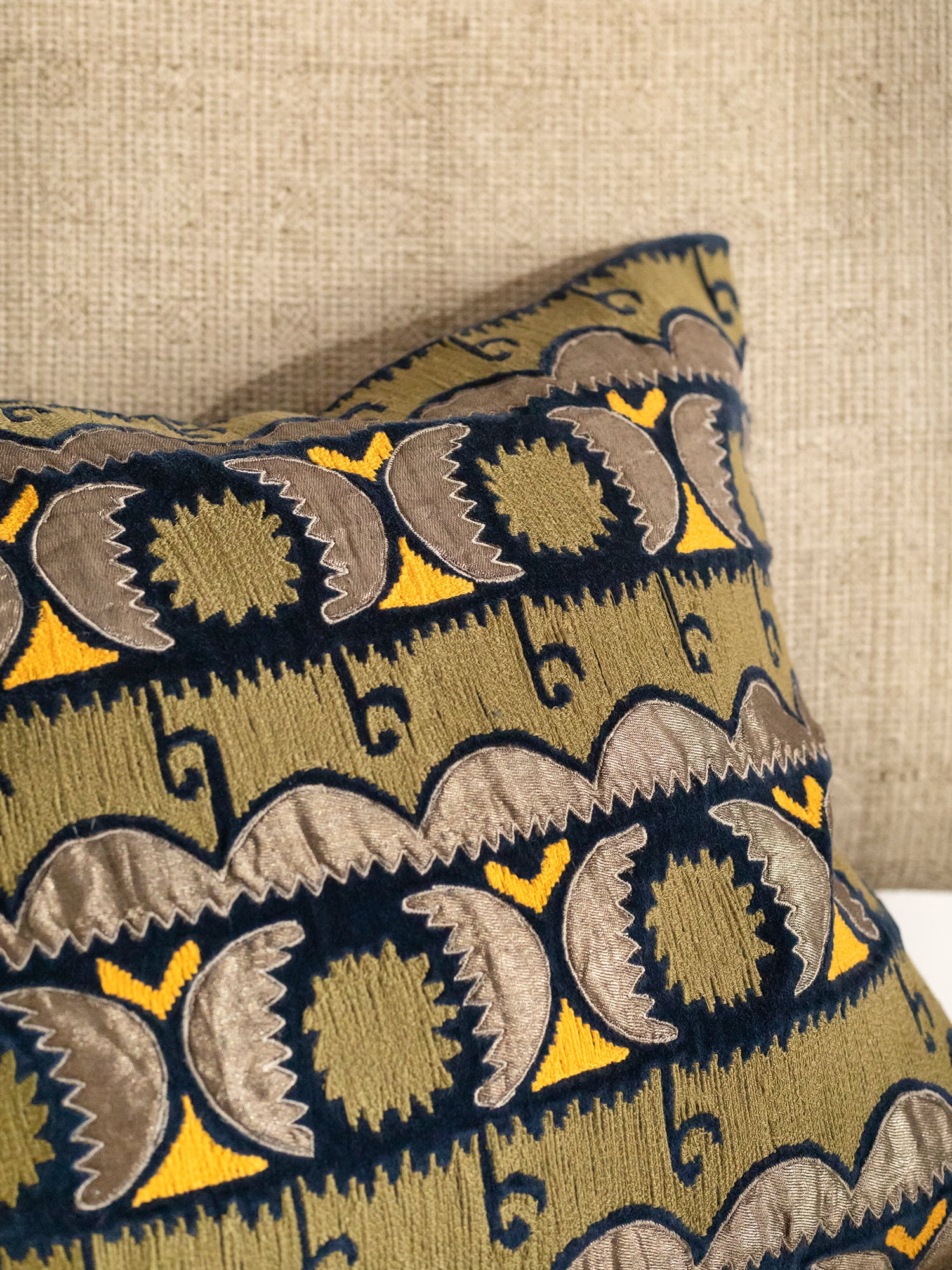 Yulduz Blue & Olive Cushion Cover