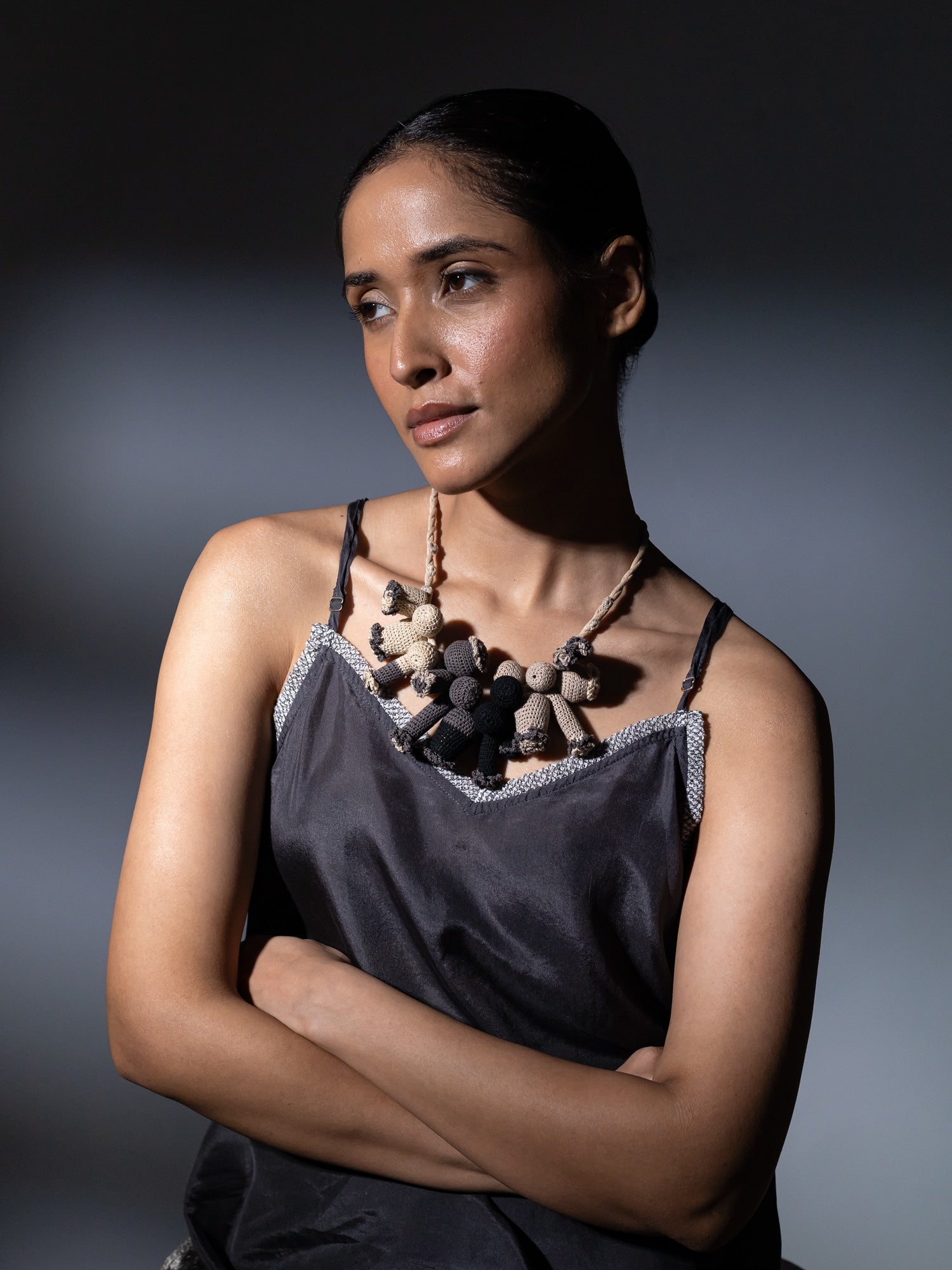 Adira Beige Black Necklace