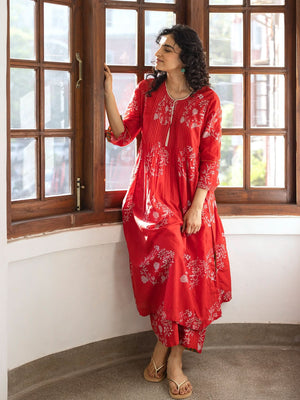 Lena Red Kurta