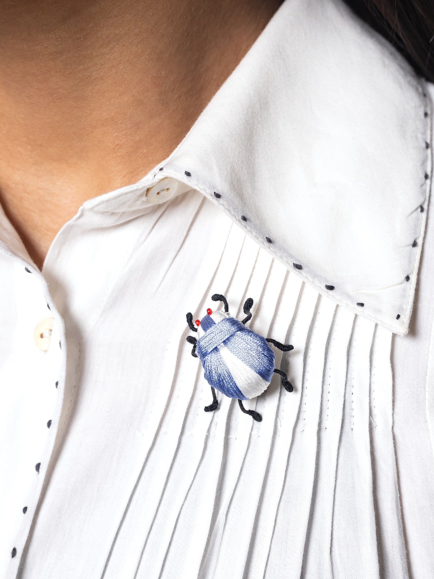 Pip Beetle Blue/White Brooch