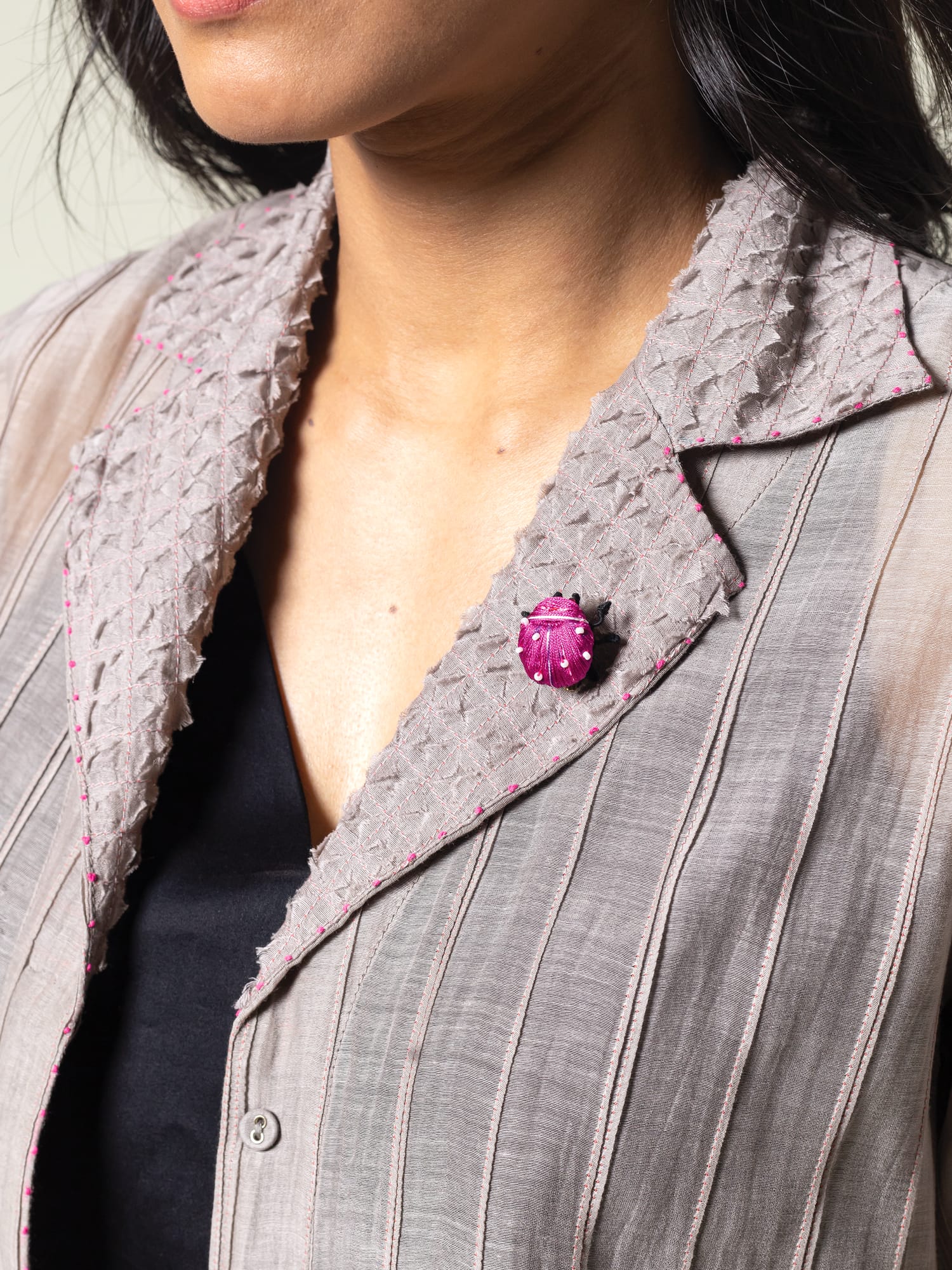 Cleo Beetle Hot Pink Brooch