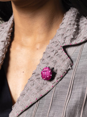 Cleo Beetle Hot Pink Brooch