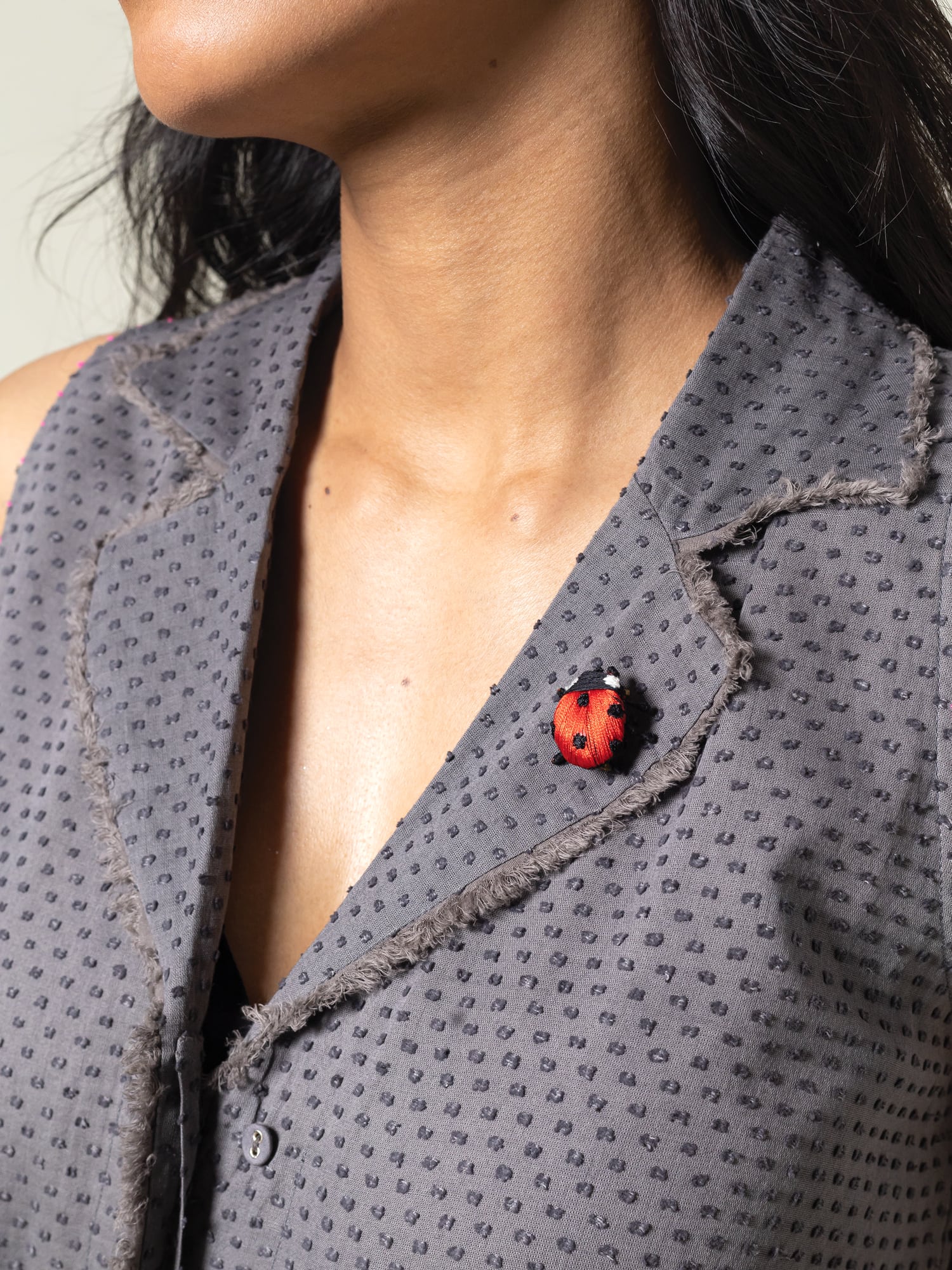 Lady Bug Red Black Brooch