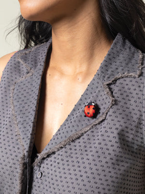 Lady Bug Red Black Brooch