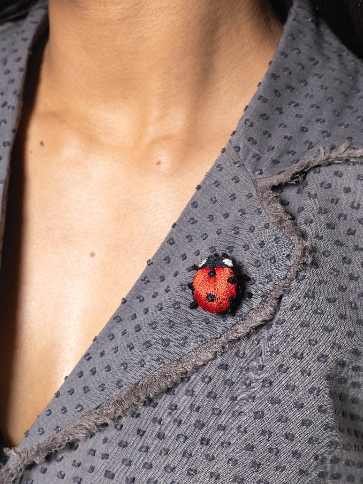 Lady Bug Red Black Brooch