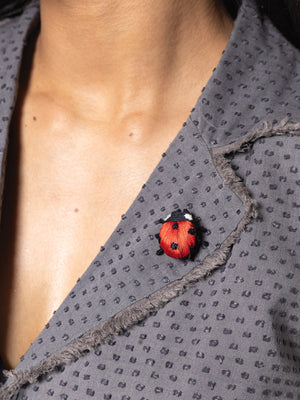 Lady Bug Red Black Brooch