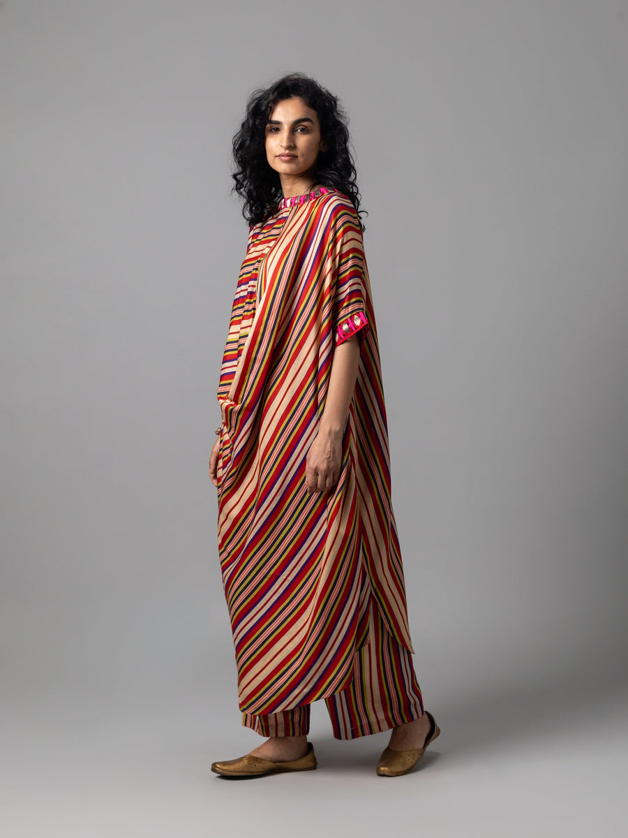 Rustam Red Blue Stripe Dress