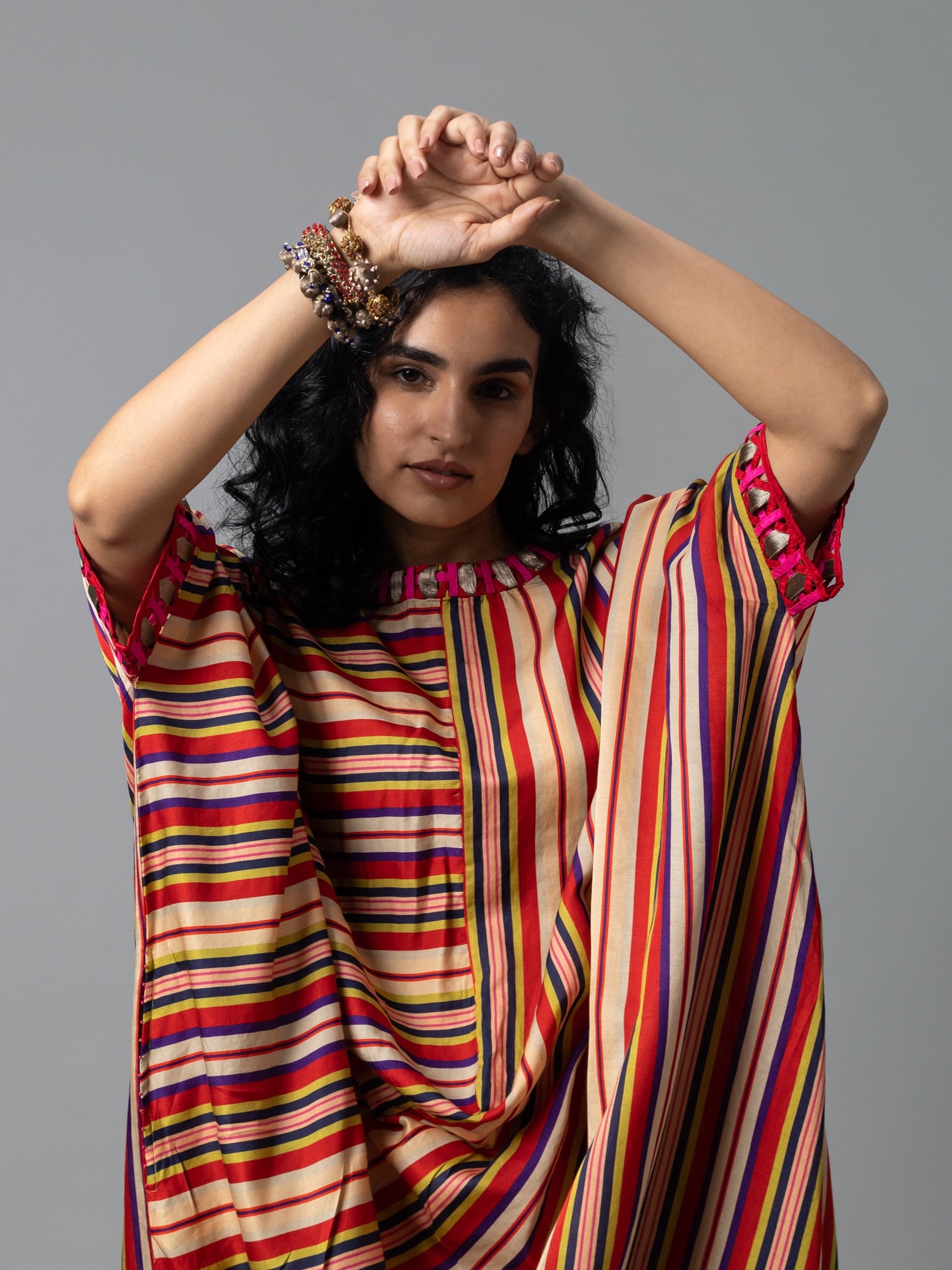 Rustam Red Blue Stripe Dress