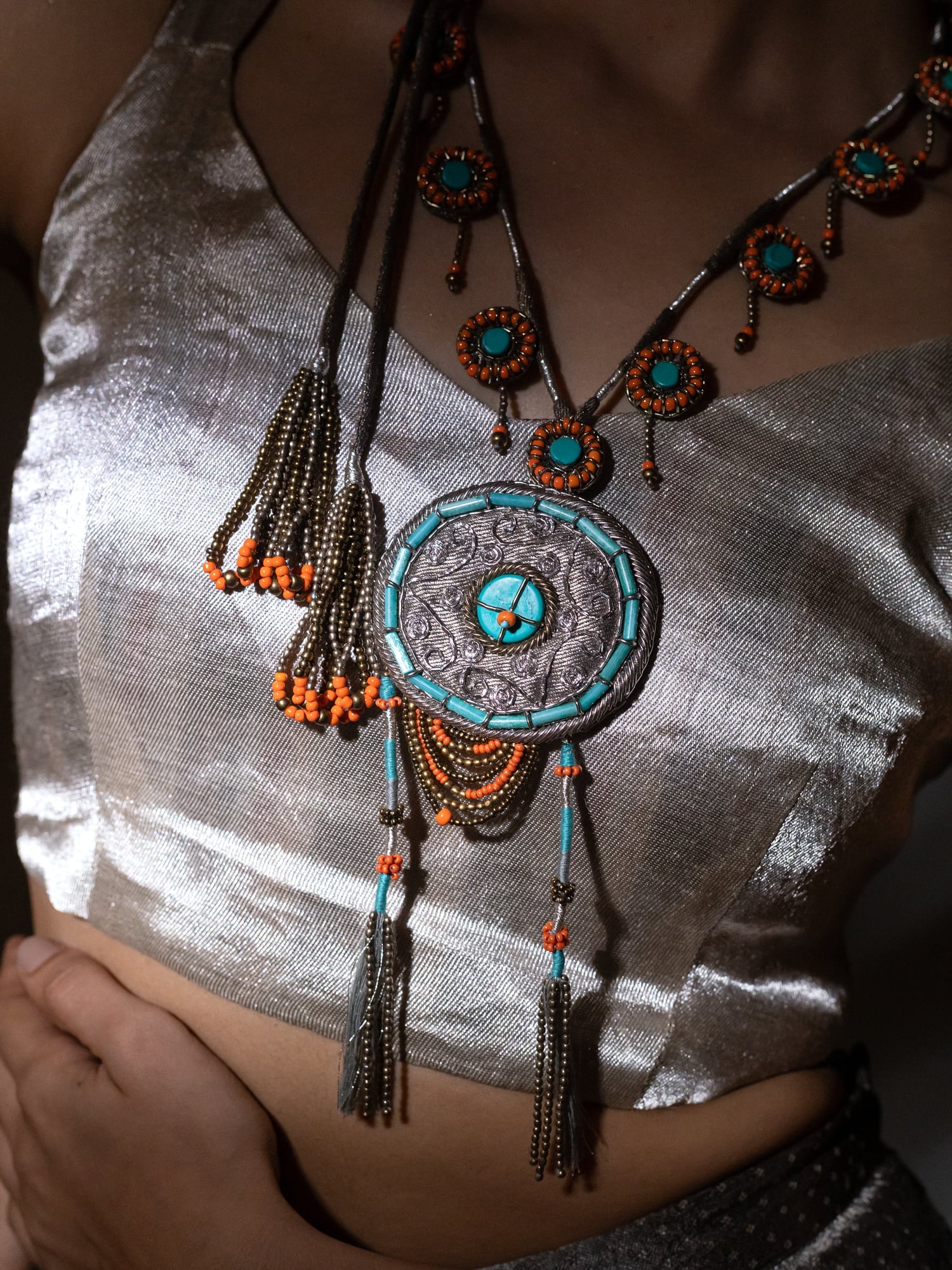 Pema Coral Teal Necklace