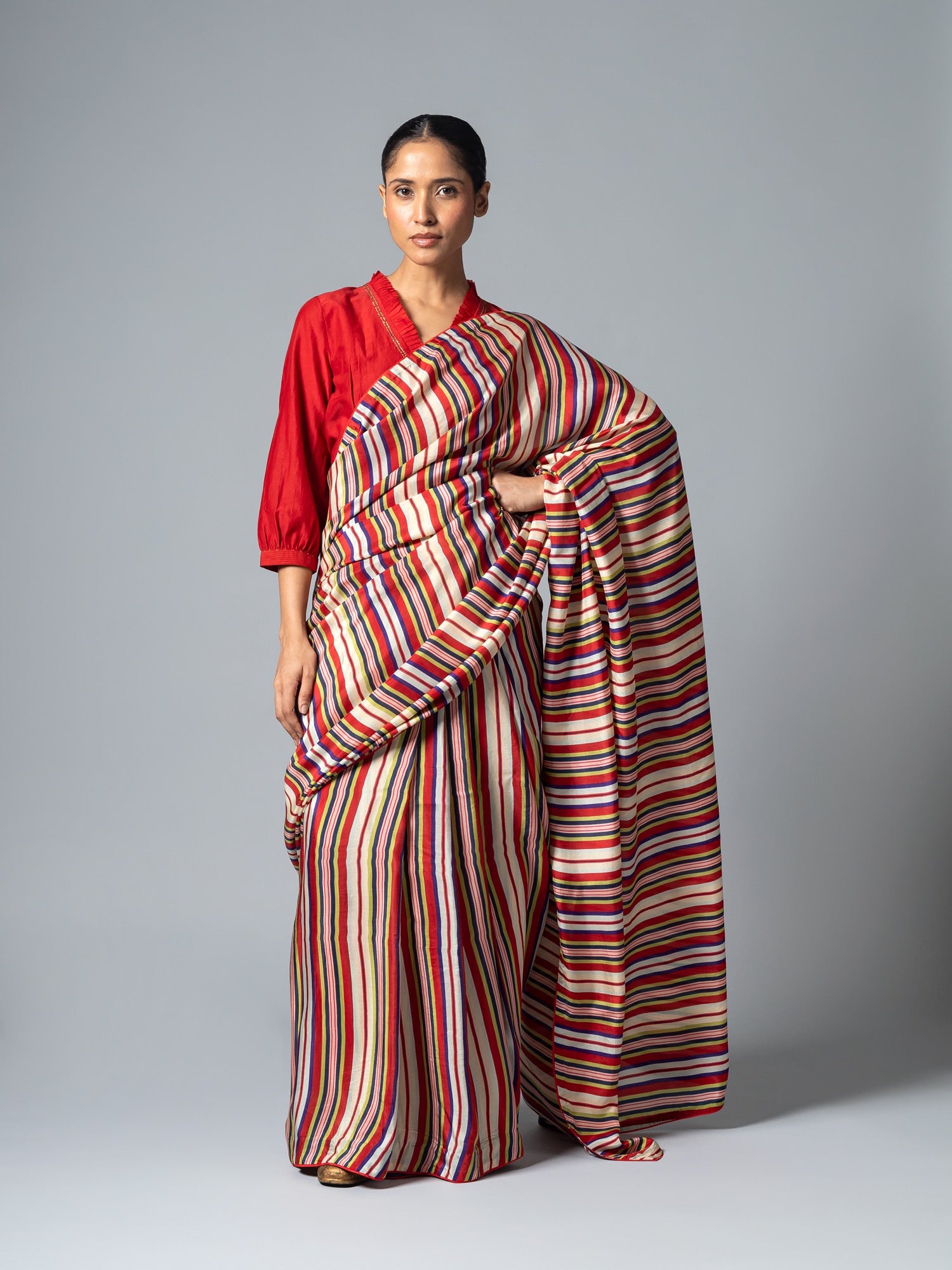 Chiziq Red Stripe Saree