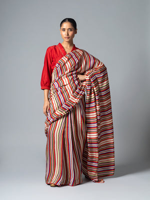 Chiziq Red Stripe Saree
