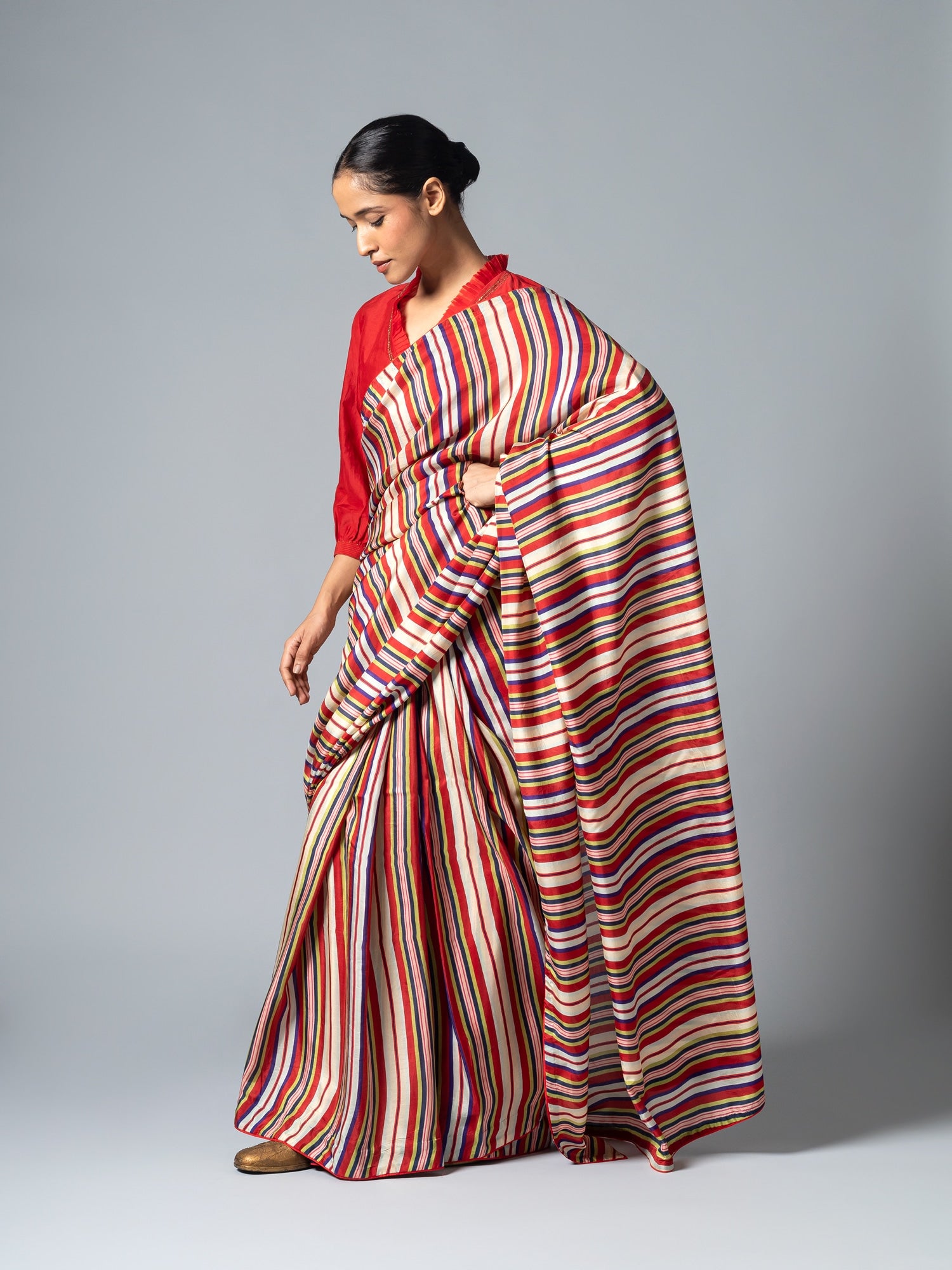 Chiziq Red Stripe Saree