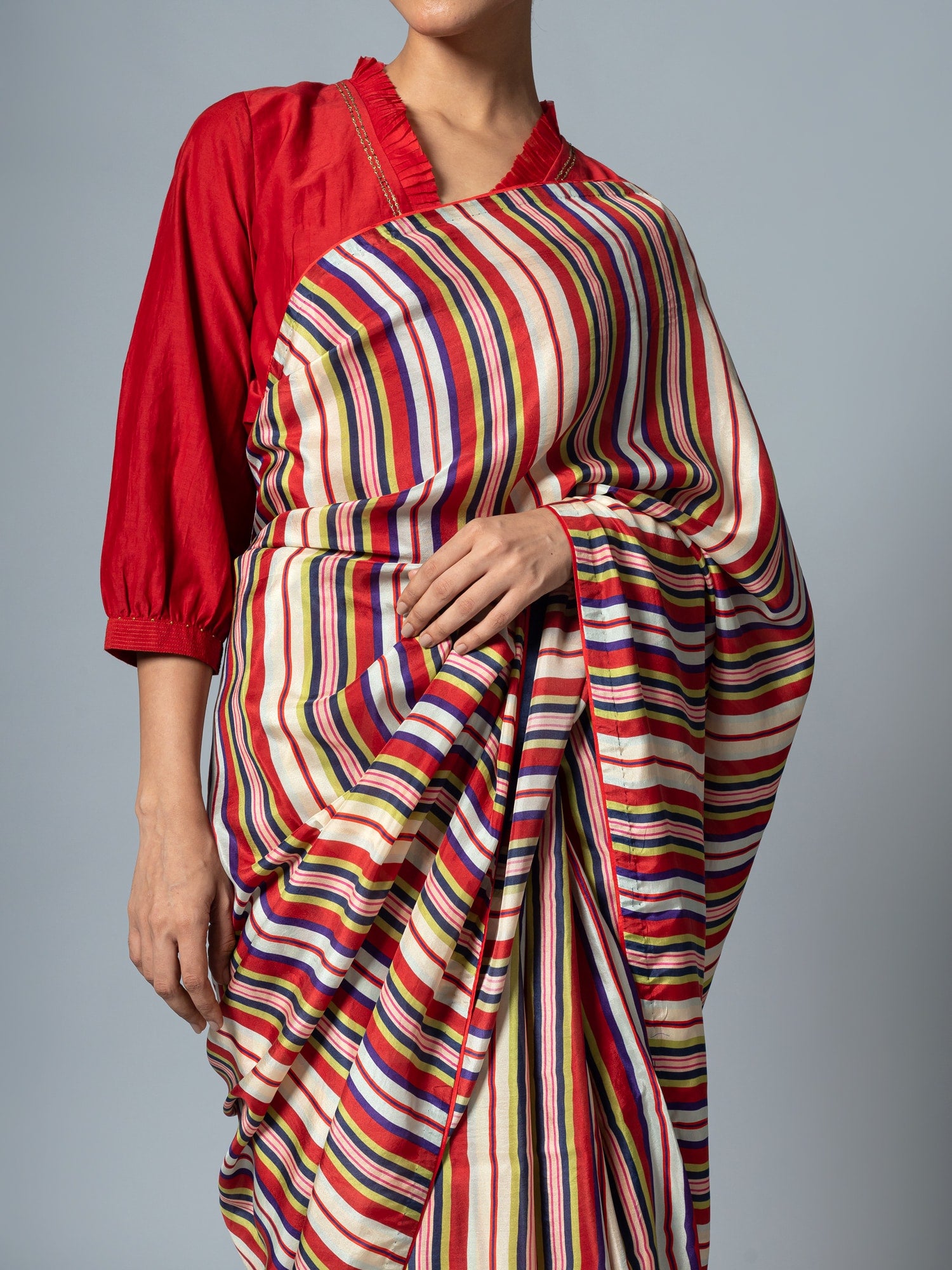 Chiziq Red Stripe Saree