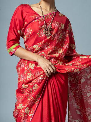 Yurak Red Saree
