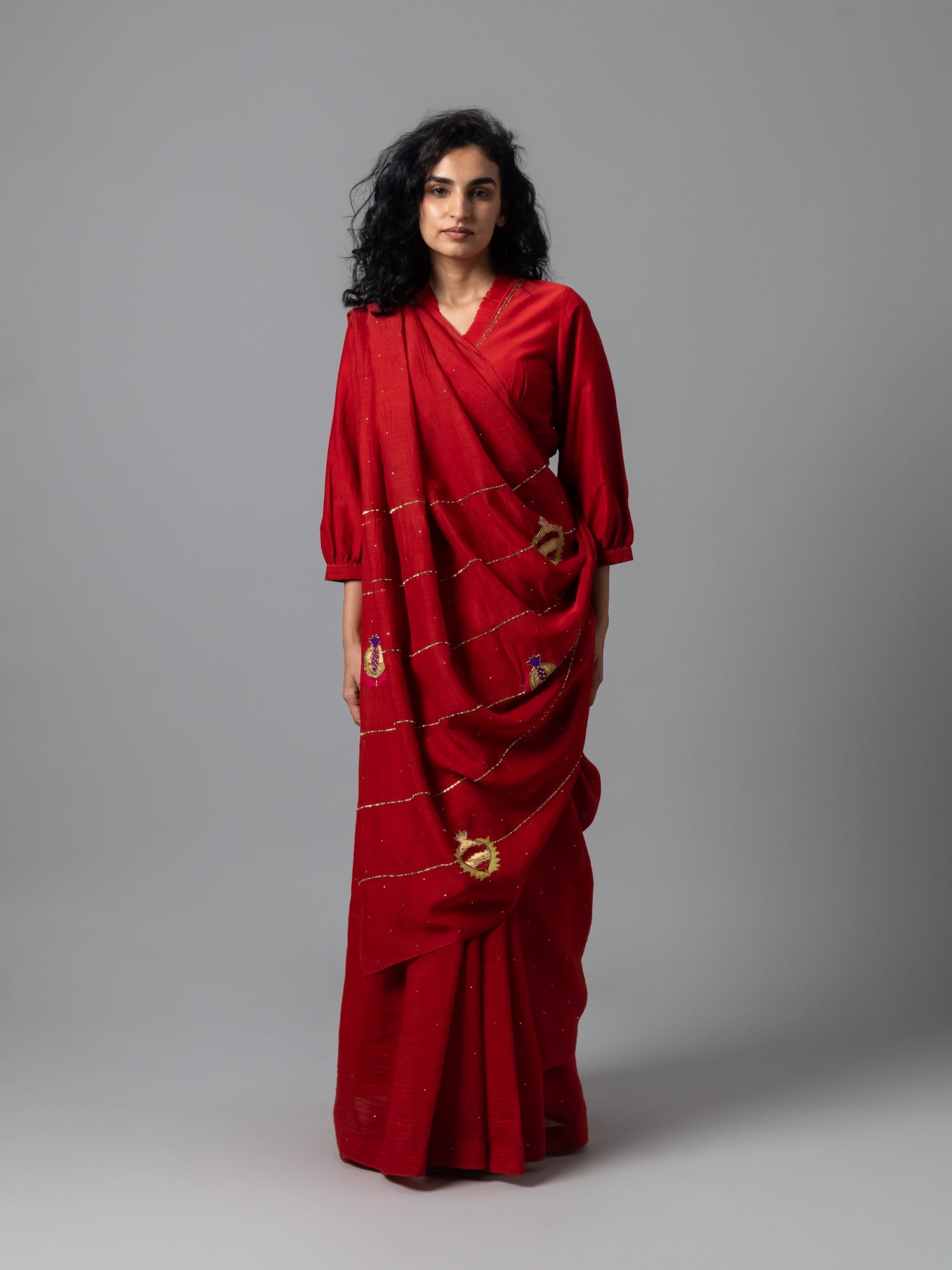 Qizil Deep Red Saree