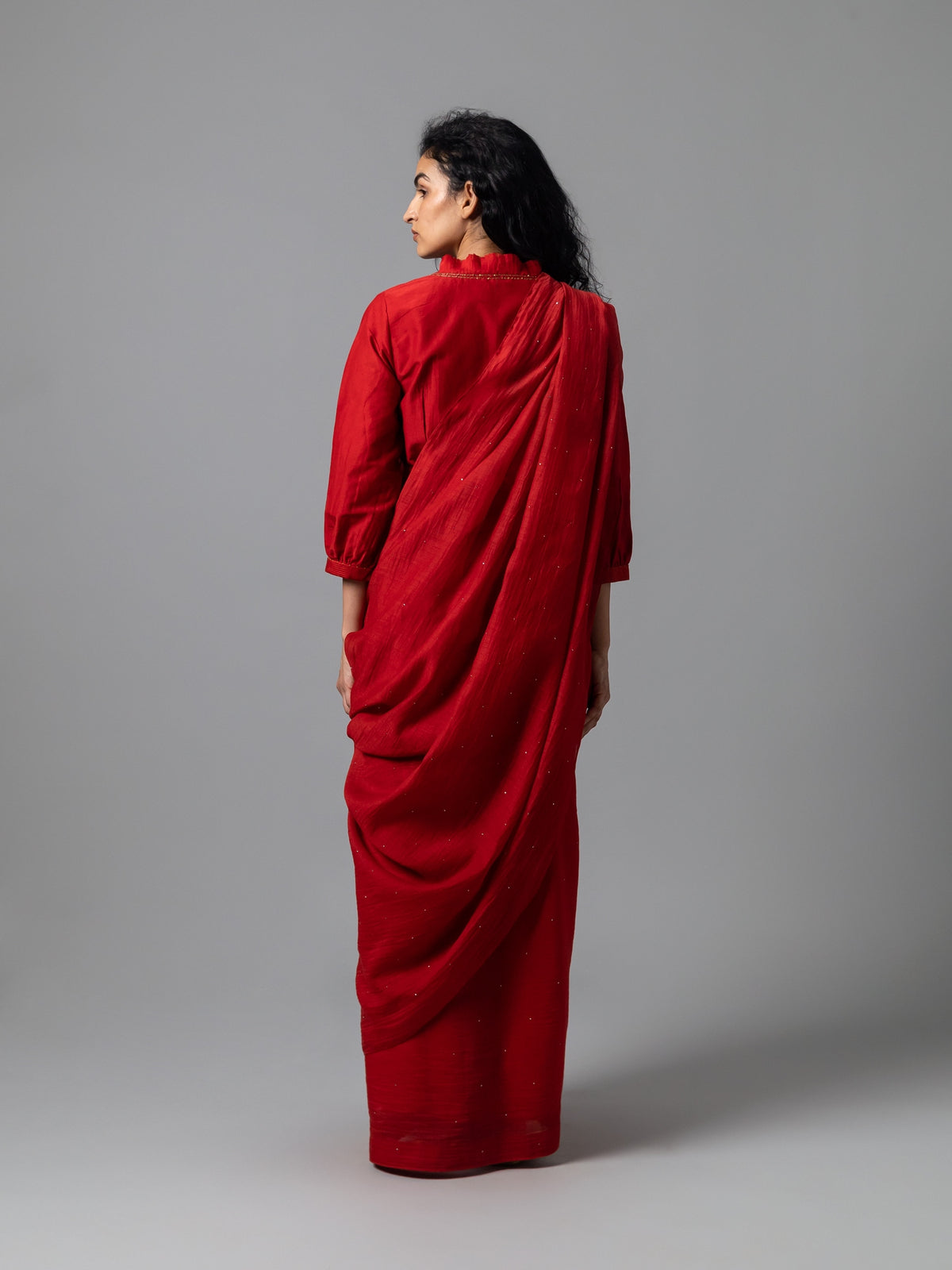 Qizil Deep Red Saree