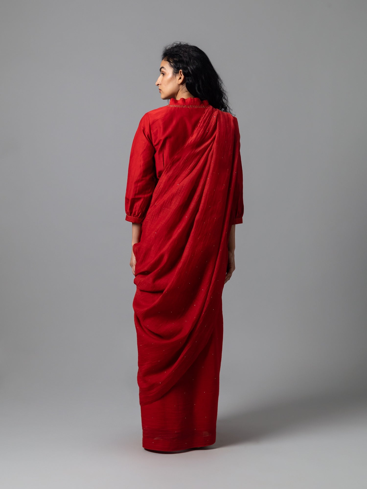 Qizil Deep Red Saree