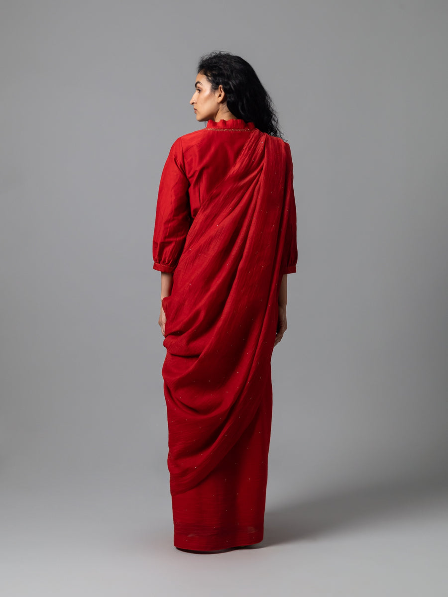 Qizil Deep Red Saree