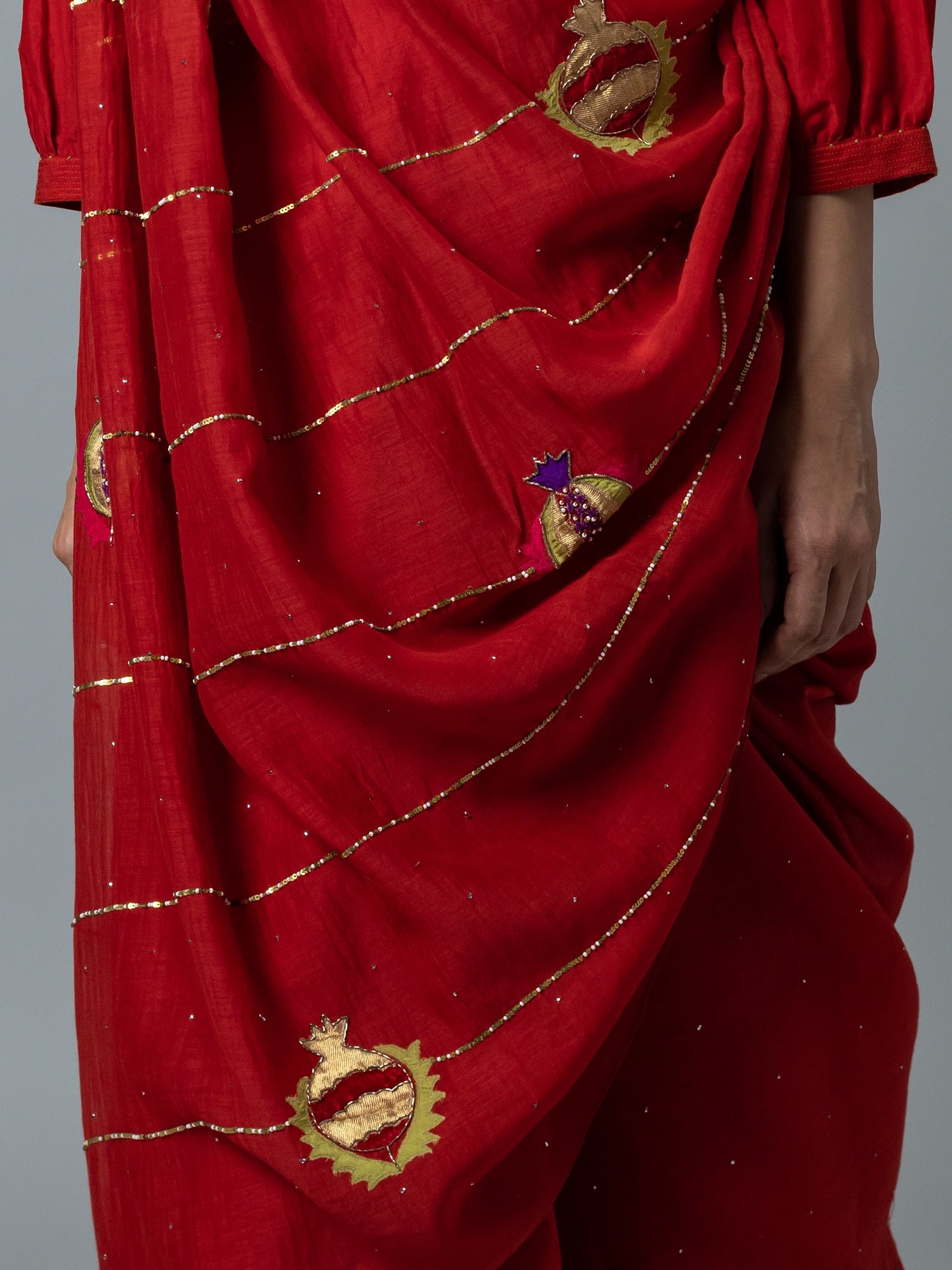 Qizil Deep Red Saree